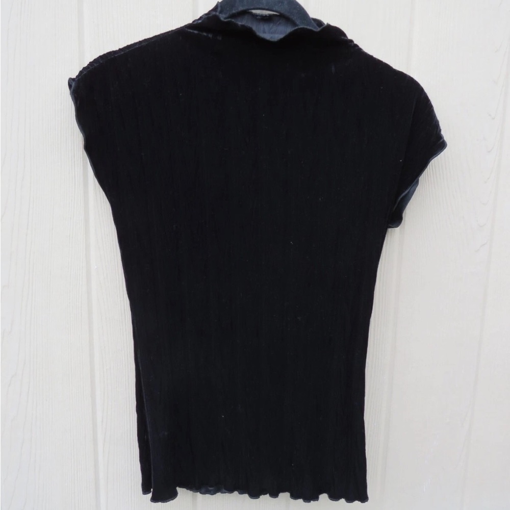 Ronen Chen Designer Black velvet Short Sleeve Top